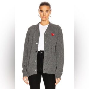Comme des Garcons PLAY Gray Cardigan with Red Heart size S